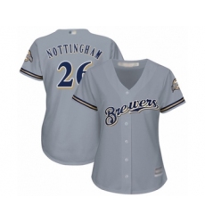 Women's Milwaukee Brewers #26 Jacob Nottingham Authentic Grey Road Cool Base Baseball Player Jersey