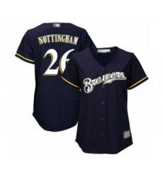 Women's Milwaukee Brewers #26 Jacob Nottingham Authentic Navy Blue Alternate Cool Base Baseball Player Jersey