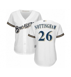 Women's Milwaukee Brewers #26 Jacob Nottingham Authentic White Home Cool Base Baseball Player Jersey