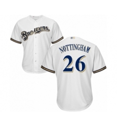 Youth Milwaukee Brewers #26 Jacob Nottingham Authentic White Home Cool Base Baseball Player Jersey