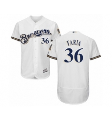 Men's Milwaukee Brewers #36 Jake Faria White Alternate Flex Base Authentic Collection Baseball Player Jersey