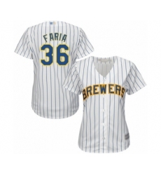 Women's Milwaukee Brewers #36 Jake Faria Authentic White Alternate Cool Base Baseball Player Jersey