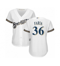 Women's Milwaukee Brewers #36 Jake Faria Authentic White Home Cool Base Baseball Player Jersey