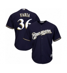 Youth Milwaukee Brewers #36 Jake Faria Authentic Navy Blue Alternate Cool Base Baseball Player Jersey