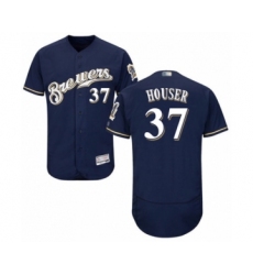 Men's Milwaukee Brewers #37 Adrian Houser Navy Blue Alternate Flex Base Authentic Collection Baseball Player Jersey