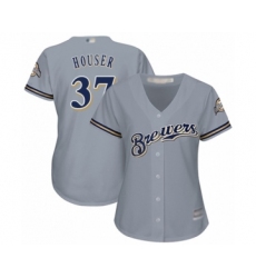 Women's Milwaukee Brewers #37 Adrian Houser Authentic Grey Road Cool Base Baseball Player Jersey
