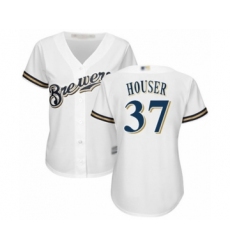 Women's Milwaukee Brewers #37 Adrian Houser Authentic White Home Cool Base Baseball Player Jersey
