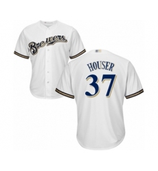 Youth Milwaukee Brewers #37 Adrian Houser Authentic White Home Cool Base Baseball Player Jersey