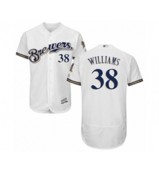 Men's Milwaukee Brewers #38 Devin Williams White Alternate Flex Base Authentic Collection Baseball Player Jersey