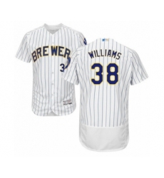 Men's Milwaukee Brewers #38 Devin Williams White Home Flex Base Authentic Collection Baseball Player Jersey