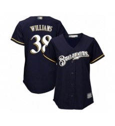 Women's Milwaukee Brewers #38 Devin Williams Authentic Navy Blue Alternate Cool Base Baseball Player Jersey
