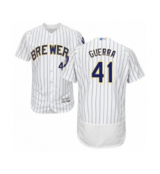 Men's Milwaukee Brewers #41 Junior Guerra White Home Flex Base Authentic Collection Baseball Player Jersey