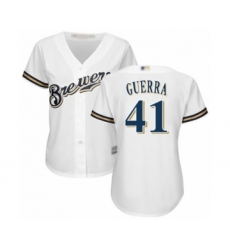 Women's Milwaukee Brewers #41 Junior Guerra Authentic White Home Cool Base Baseball Player Jersey
