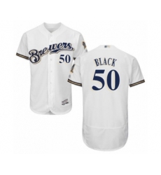 Men's Milwaukee Brewers #50 Ray Black White Alternate Flex Base Authentic Collection Baseball Player Jersey