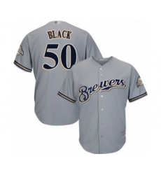 Youth Milwaukee Brewers #50 Ray Black Authentic Grey Road Cool Base Baseball Player Jersey