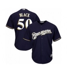 Youth Milwaukee Brewers #50 Ray Black Authentic Navy Blue Alternate Cool Base Baseball Player Jersey