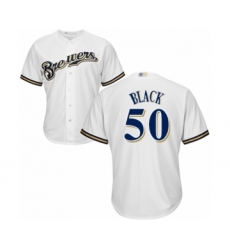 Youth Milwaukee Brewers #50 Ray Black Authentic White Home Cool Base Baseball Player Jersey