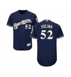 Men's Milwaukee Brewers #52 Jimmy Nelson Navy Blue Alternate Flex Base Authentic Collection Baseball Player Jersey