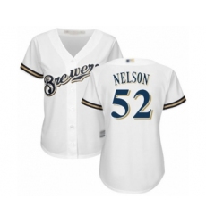 Women's Milwaukee Brewers #52 Jimmy Nelson Authentic White Home Cool Base Baseball Player Jersey