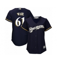 Women's Milwaukee Brewers #61 Bobby Wahl Authentic Navy Blue Alternate Cool Base Baseball Player Jersey