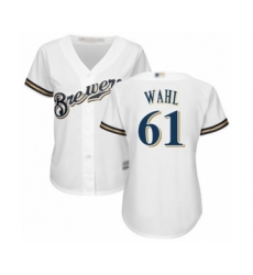 Women's Milwaukee Brewers #61 Bobby Wahl Authentic White Home Cool Base Baseball Player Jersey