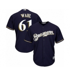 Youth Milwaukee Brewers #61 Bobby Wahl Authentic Navy Blue Alternate Cool Base Baseball Player Jersey