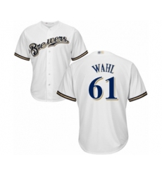Youth Milwaukee Brewers #61 Bobby Wahl Authentic White Home Cool Base Baseball Player Jersey