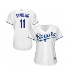 Women's Kansas City Royals #11 Bubba Starling Authentic White Home Cool Base Baseball Player Jersey
