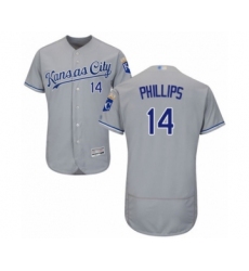 Men's Kansas City Royals #14 Brett Phillips Grey Road Flex Base Authentic Collection Baseball Player Jersey