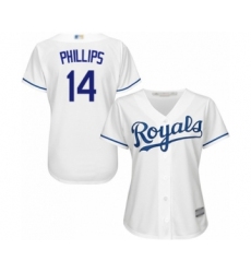 Women's Kansas City Royals #14 Brett Phillips Authentic White Home Cool Base Baseball Player Jersey