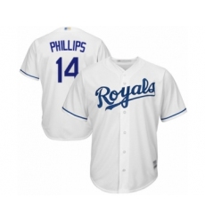 Youth Kansas City Royals #14 Brett Phillips Authentic White Home Cool Base Baseball Player Jersey