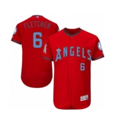 Men's Los Angeles Angels of Anaheim #6 David Fletcher Authentic Red 2016 Father's Day Fashion Flex Base Baseball Player Jersey