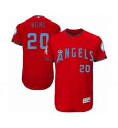 Men's Los Angeles Angels of Anaheim #20 Kean Wong Authentic Red 2016 Father's Day Fashion Flex Base Baseball Player Jersey