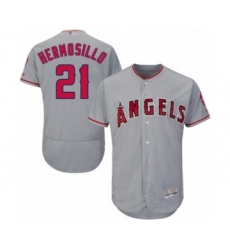 Men's Los Angeles Angels of Anaheim #21 Michael Hermosillo Grey Road Flex Base Authentic Collection Baseball Player Jersey