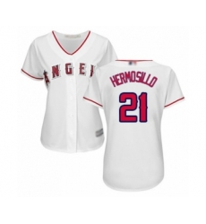 Women's Los Angeles Angels of Anaheim #21 Michael Hermosillo Authentic White Home Cool Base Baseball Player Jersey