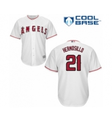 Youth Los Angeles Angels of Anaheim #21 Michael Hermosillo Authentic White Home Cool Base Baseball Player Jersey