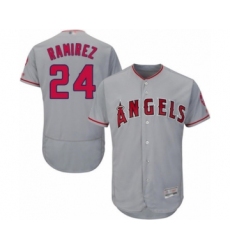 Men's Los Angeles Angels of Anaheim #24 Noe Ramirez Grey Road Flex Base Authentic Collection Baseball Player Jersey