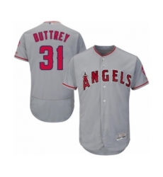 Men's Los Angeles Angels of Anaheim #31 Ty Buttrey Grey Road Flex Base Authentic Collection Baseball Player Jersey