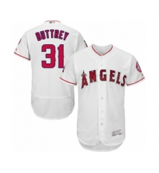 Men's Los Angeles Angels of Anaheim #31 Ty Buttrey White Home Flex Base Authentic Collection Baseball Player Jersey