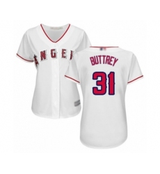 Women's Los Angeles Angels of Anaheim #31 Ty Buttrey Authentic White Home Cool Base Baseball Player Jersey