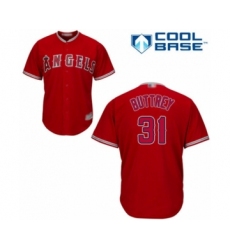 Youth Los Angeles Angels of Anaheim #31 Ty Buttrey Authentic Red Alternate Cool Base Baseball Player Jersey