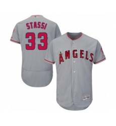 Men's Los Angeles Angels of Anaheim #33 Max Stassi Grey Road Flex Base Authentic Collection Baseball Player Jersey