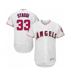 Men's Los Angeles Angels of Anaheim #33 Max Stassi White Home Flex Base Authentic Collection Baseball Player Jersey