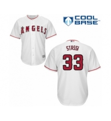Youth Los Angeles Angels of Anaheim #33 Max Stassi Authentic White Home Cool Base Baseball Player Jersey