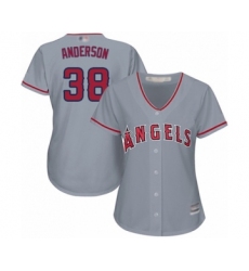Women's Los Angeles Angels of Anaheim #38 Justin Anderson Authentic Grey Road Cool Base Baseball Player Jersey