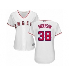 Women's Los Angeles Angels of Anaheim #38 Justin Anderson Authentic White Home Cool Base Baseball Player Jersey