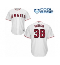 Youth Los Angeles Angels of Anaheim #38 Justin Anderson Authentic White Home Cool Base Baseball Player Jersey