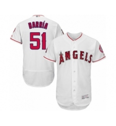 Men's Los Angeles Angels of Anaheim #51 Jaime Barria White Home Flex Base Authentic Collection Baseball Player Jersey