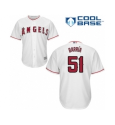 Youth Los Angeles Angels of Anaheim #51 Jaime Barria Authentic White Home Cool Base Baseball Player Jersey