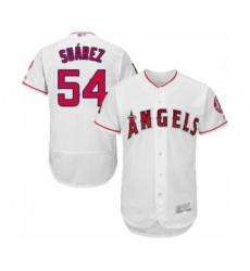 Men's Los Angeles Angels of Anaheim #54 Jose Suarez White Home Flex Base Authentic Collection Baseball Player Jersey